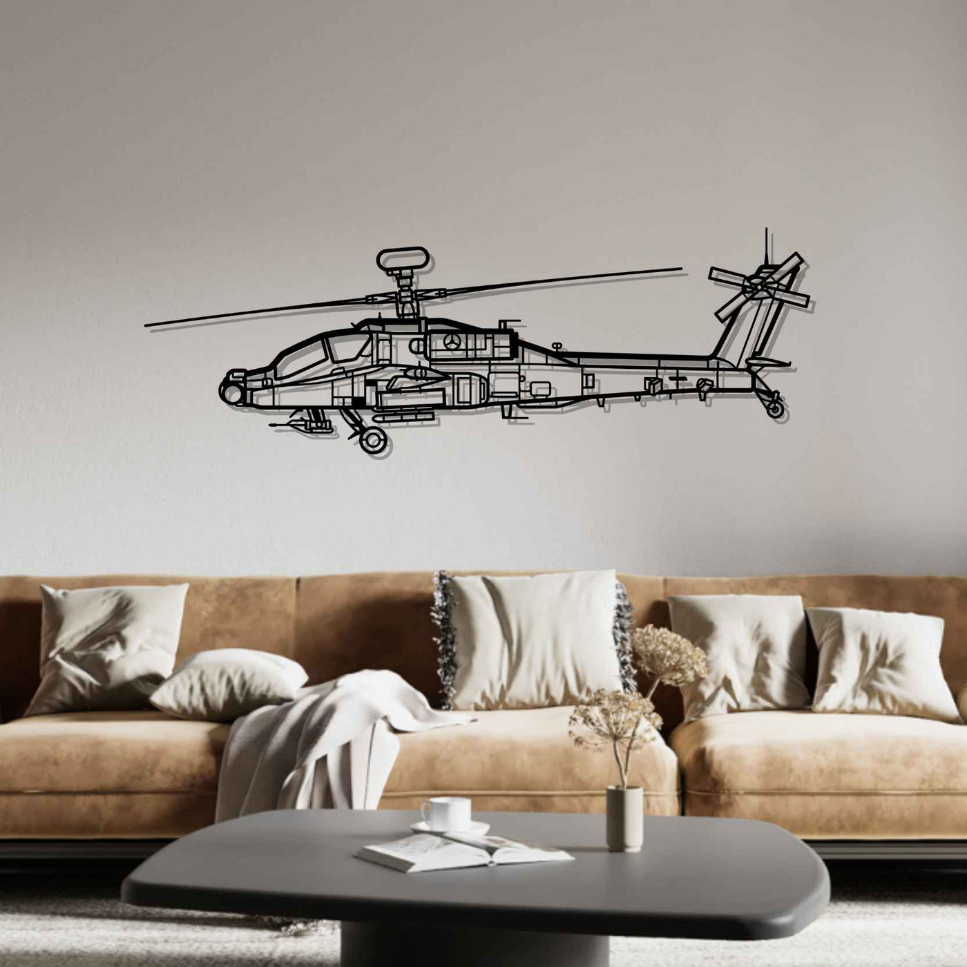 AH-64E Apache Silhouette Metal Wall Art