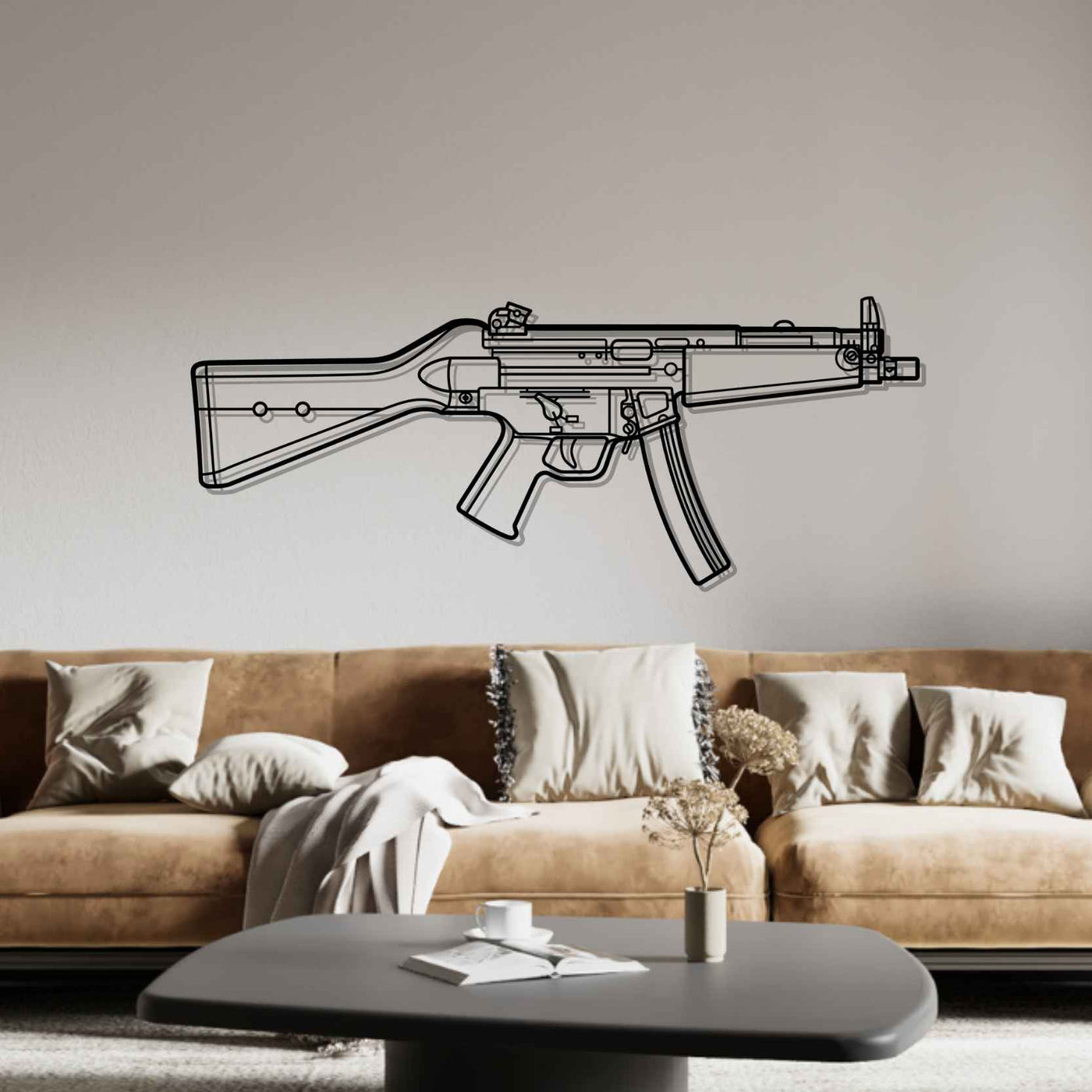 MP5A5 Silhouette Metal Wall Art