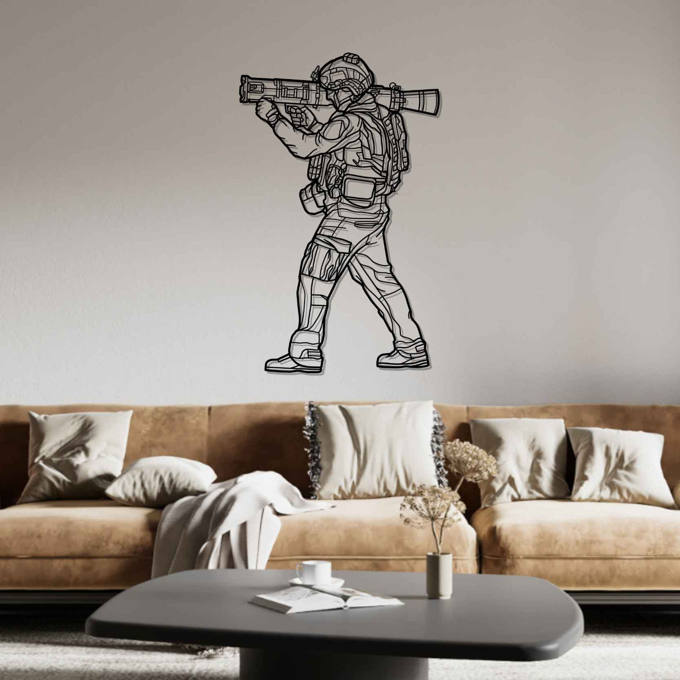 Ranger with a Rocket Launcher Silhouette Metal Wall Art