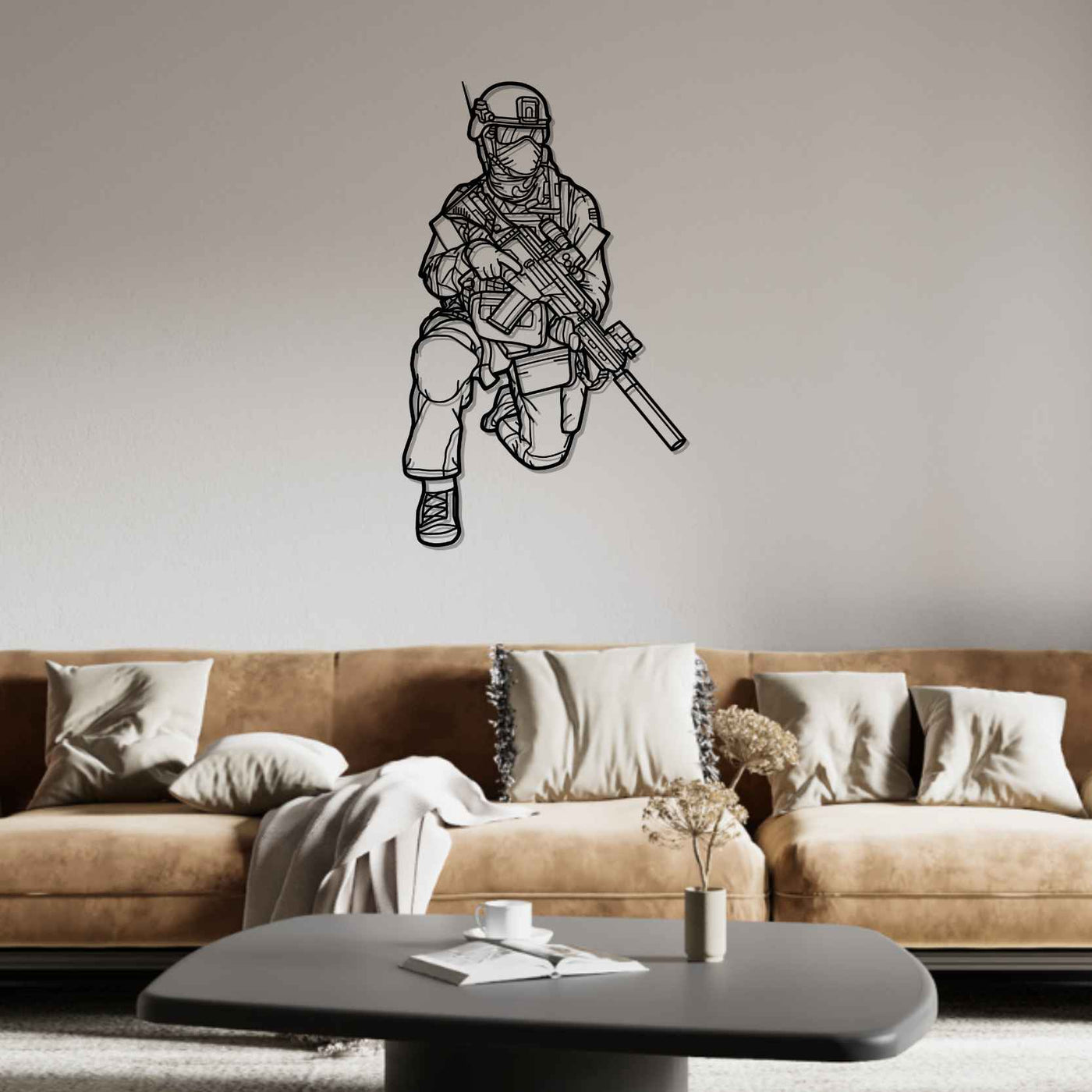 German Soldier With a G36 Silhouette Metal Wall Art