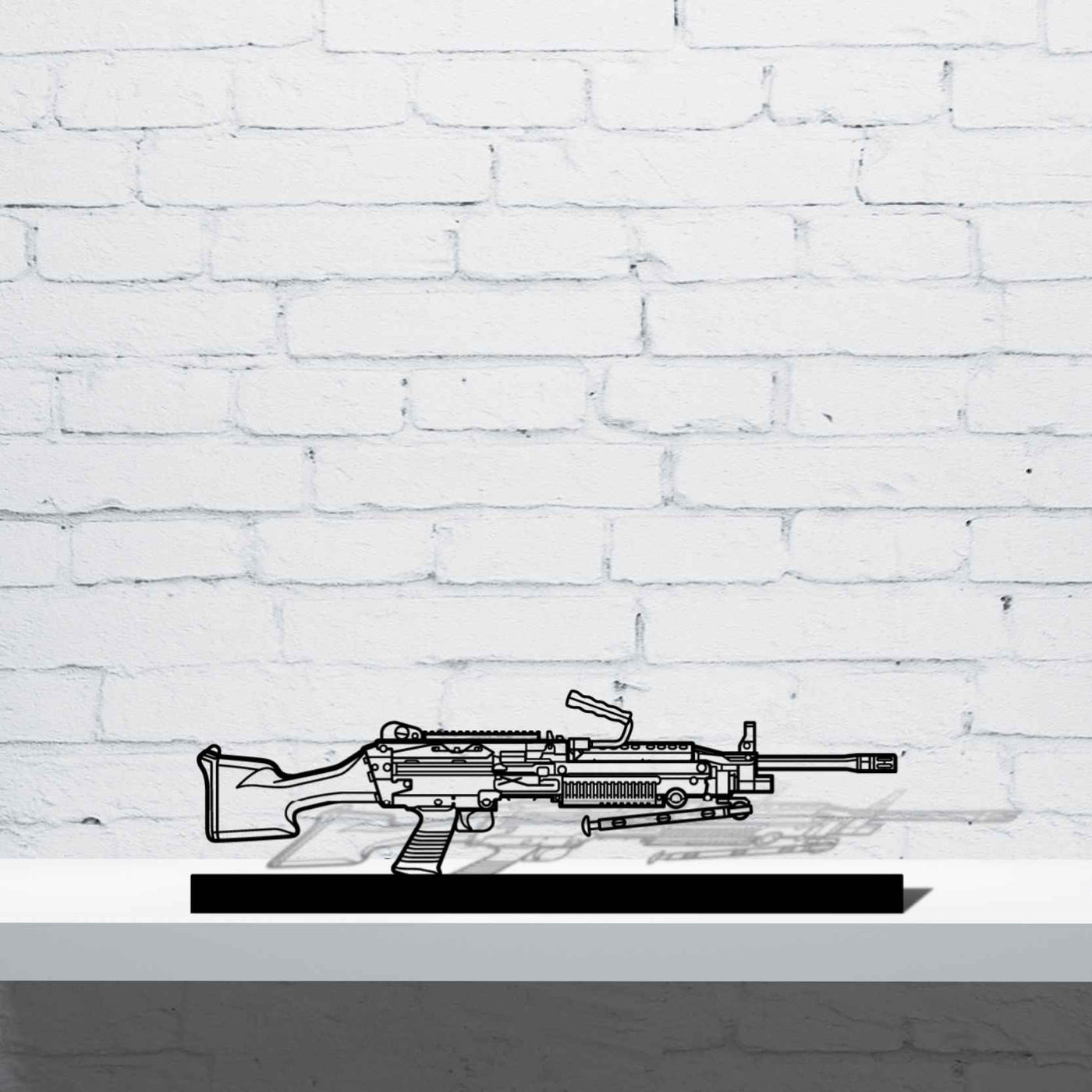 M249 SAW Silhouette Metal Art Stand