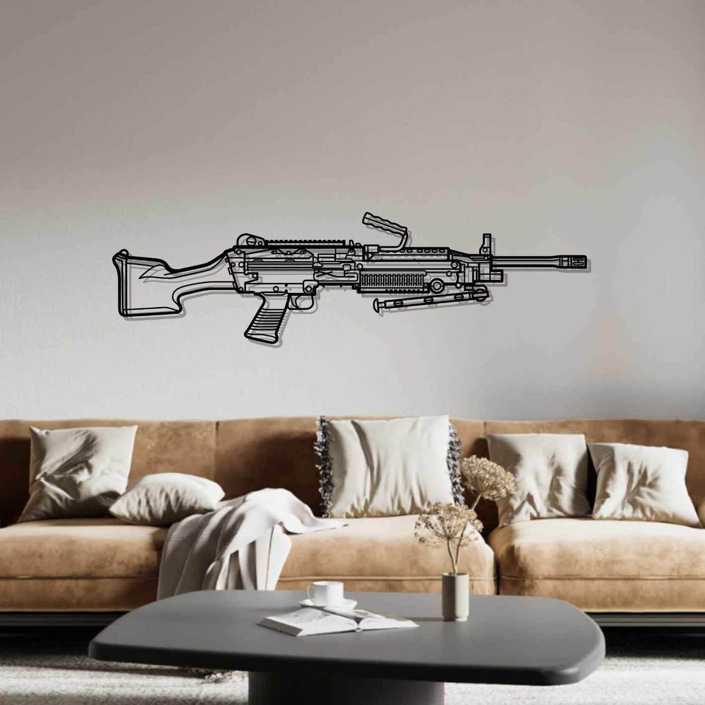 M249 SAW Silhouette Metal Wall Art