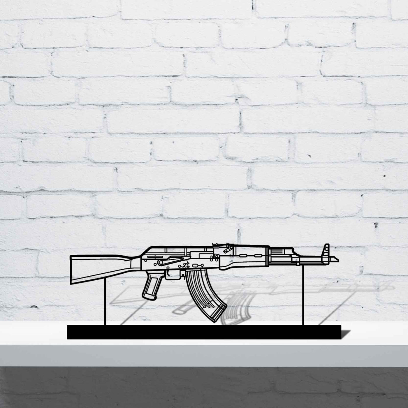 AK-47 Silhouette Metal Art Stand