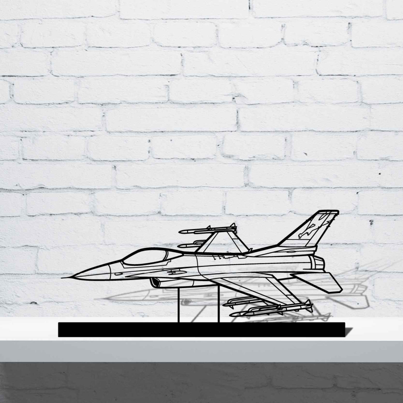 F-16C Fighting Falcon Silhouette Metal Art Stand