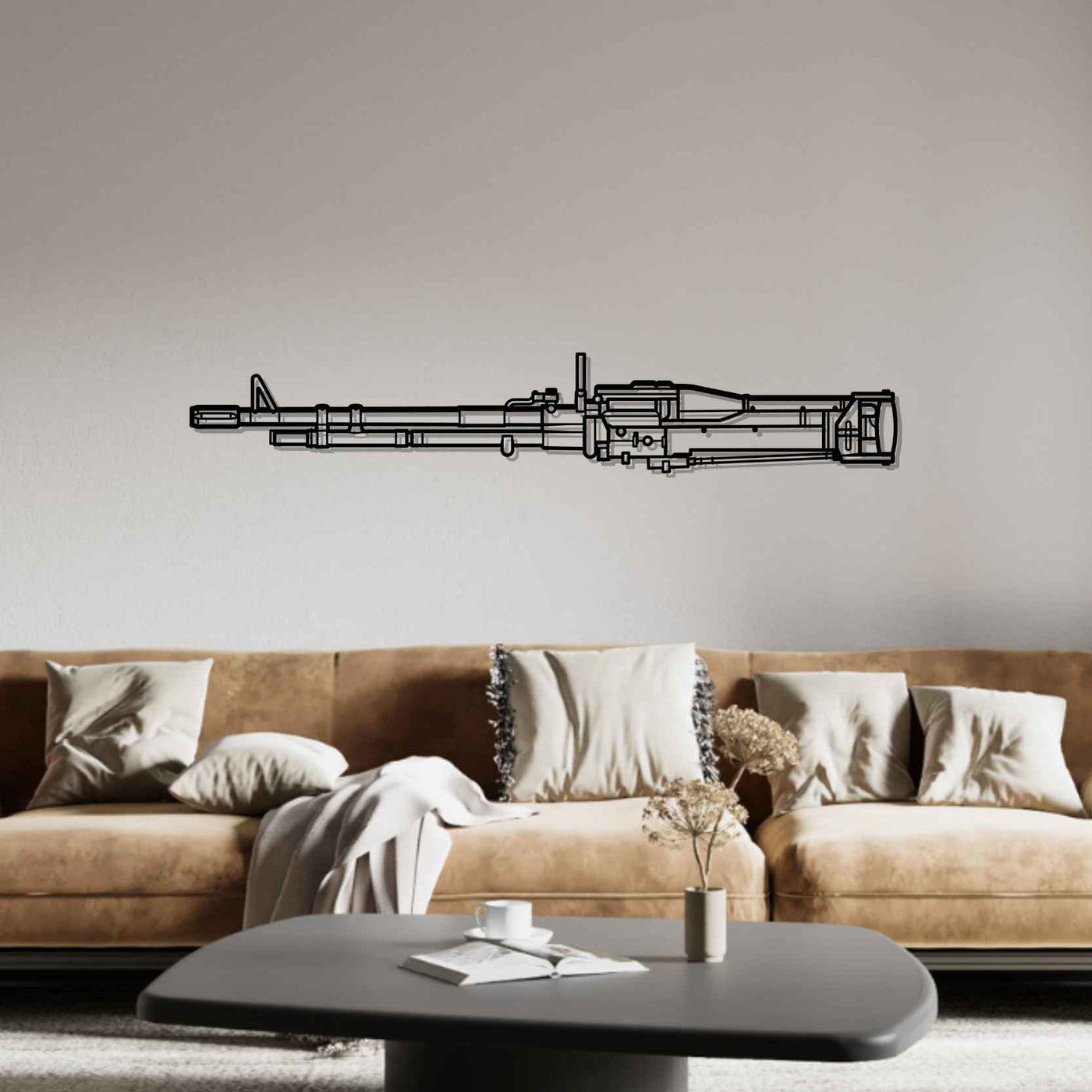 M60D Helicopter Mounted Gun Silhouette Metal Wall Art