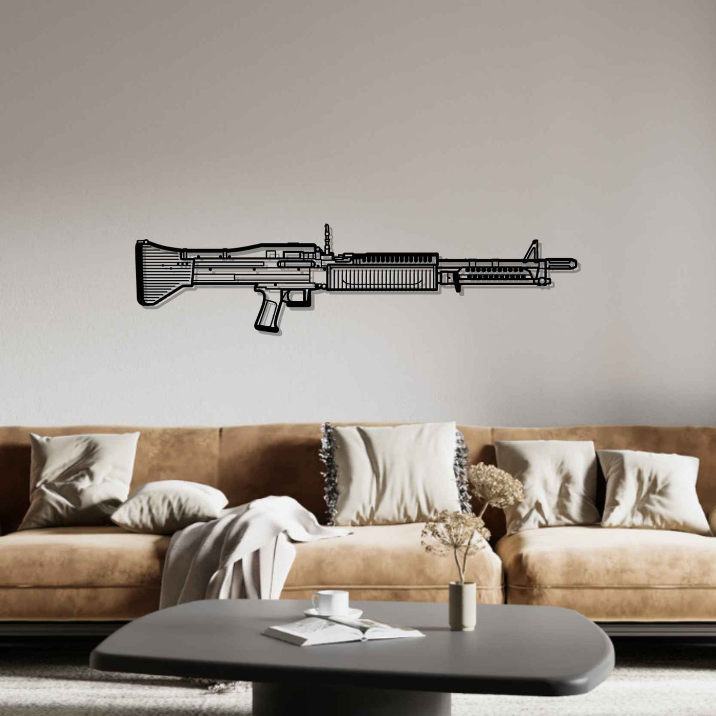 M60 Machine Gun Silhouette Metal Wall Art