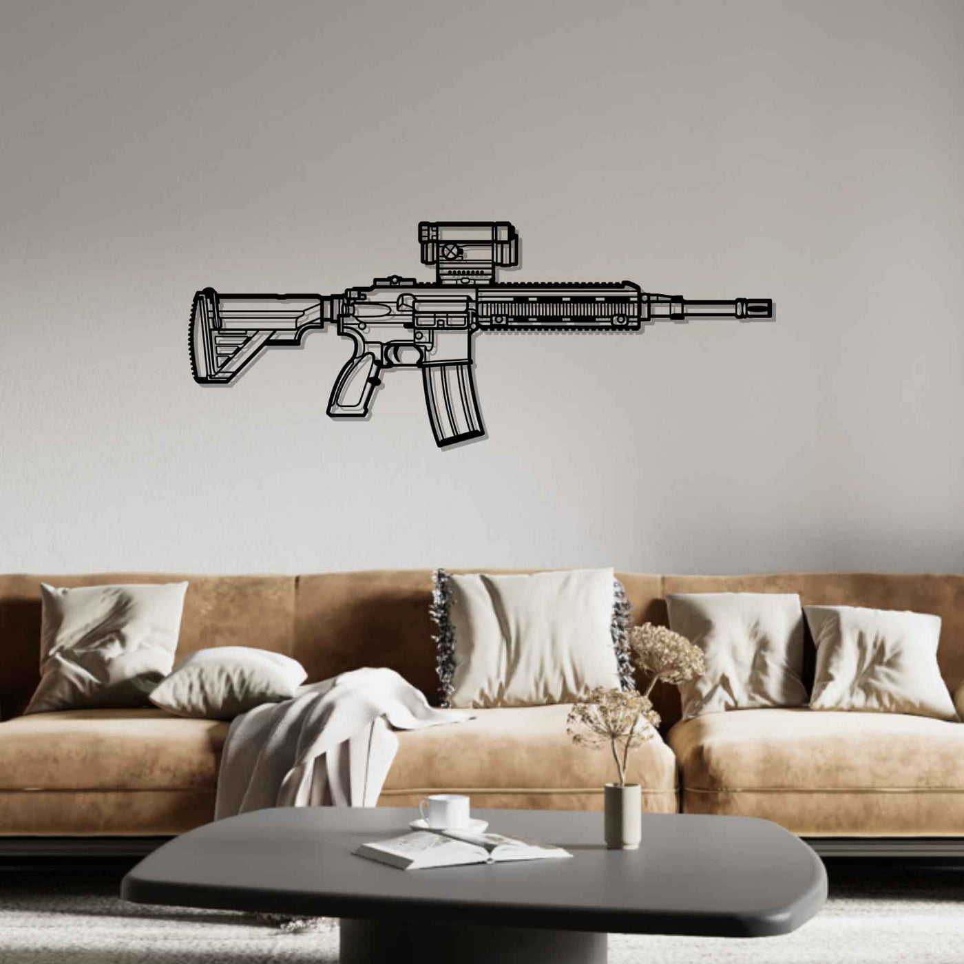 HK416 Silhouette Metal Wall Art