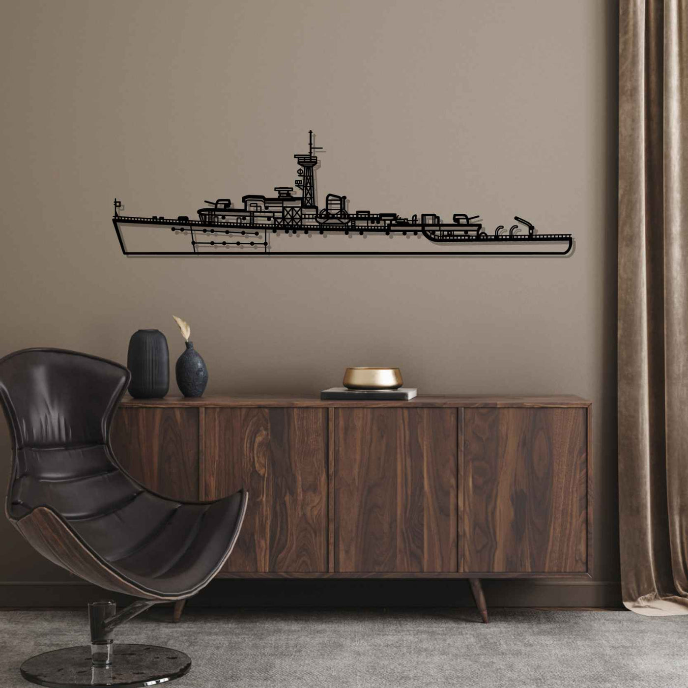 Matti Kurki frigate 1962 Silhouette Metal Wall Art