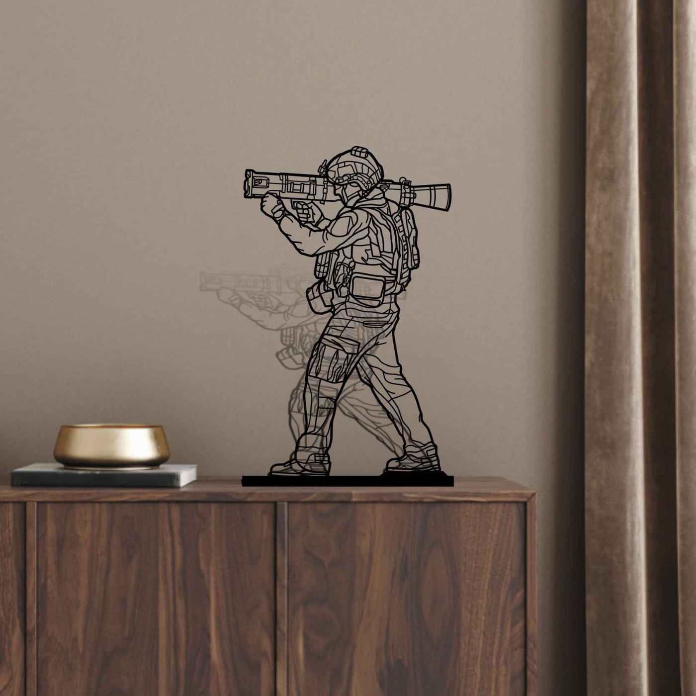 Ranger with a Rocket Launcher Metal Art Stand