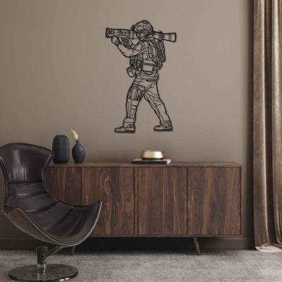 Ranger with a Rocket Launcher Silhouette Metal Wall Art