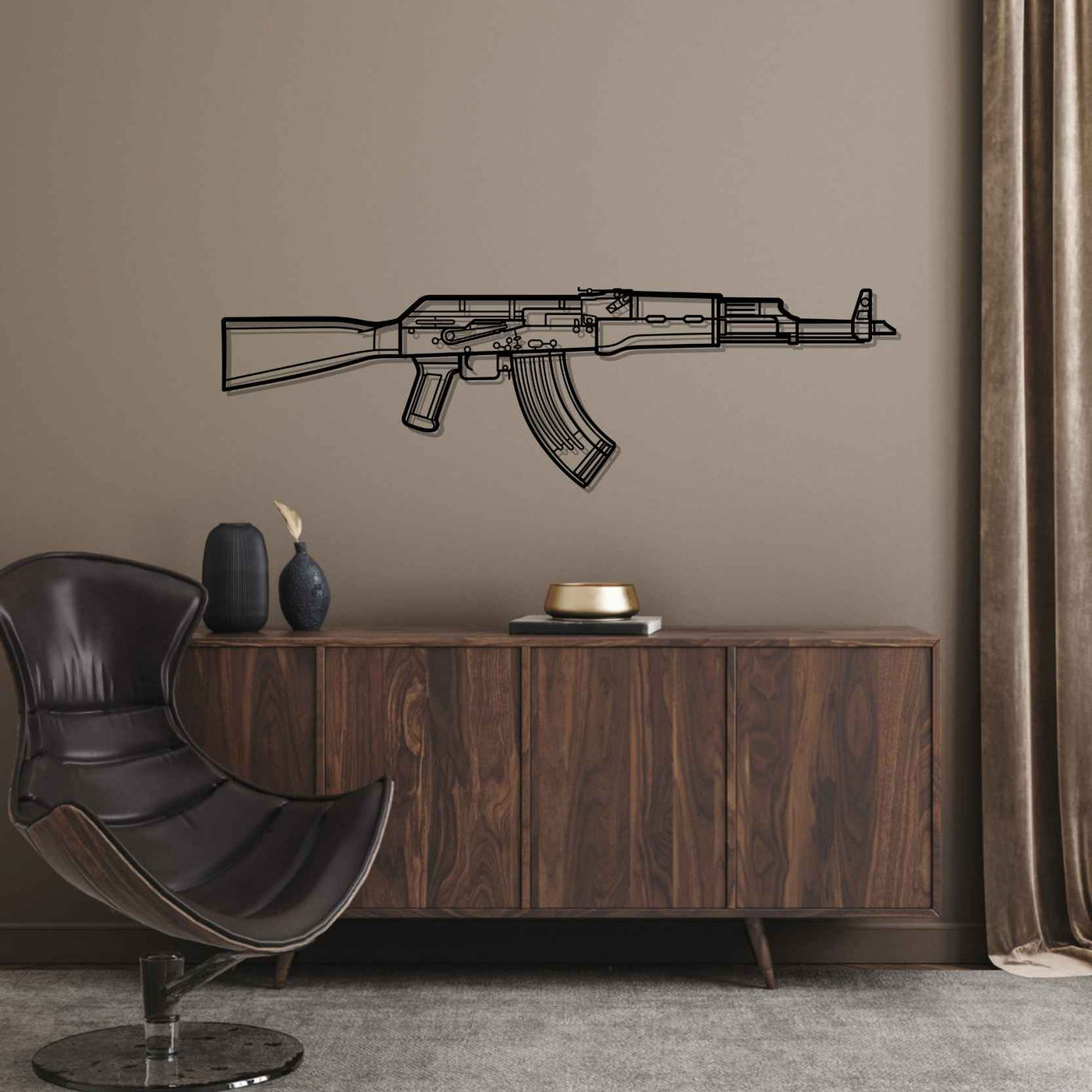 AK-47 Silhouette Metal Wall Art