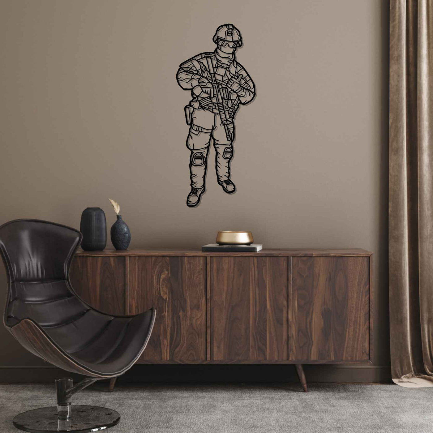 American Soldier Silhouette Metal Wall Art