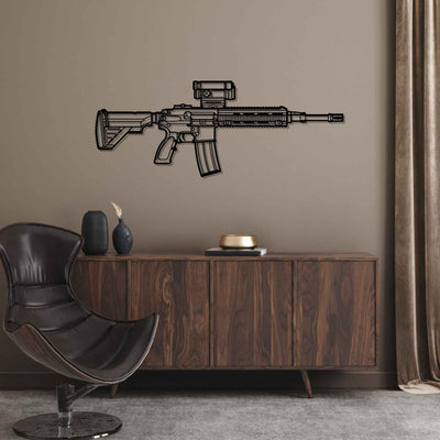 HK416 Silhouette Metal Wall Art