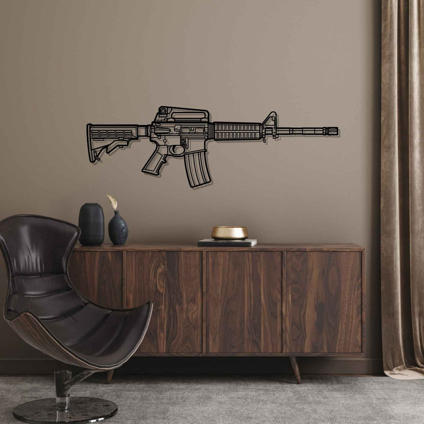 M4A1 Silhouette Metal Wall Art