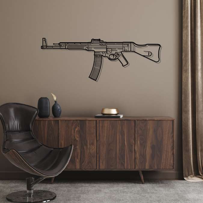 StG 44 Silhouette Metal Wall Art