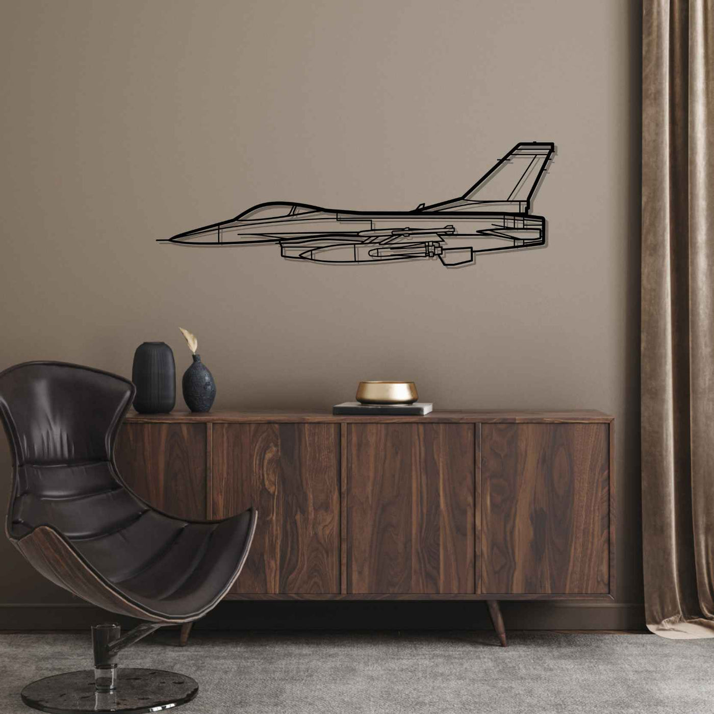 F16 Falcon Silhouette Metal Wall Art