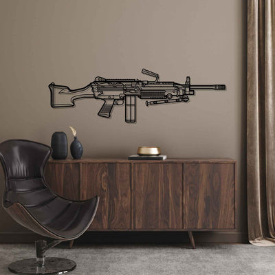 M249 SAW Belt Fed Mag Silhouette Metal Wall Art