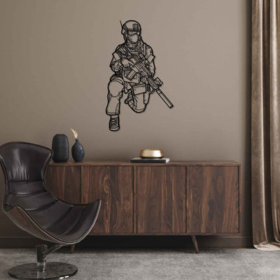 German Soldier With a G36 Silhouette Metal Wall Art