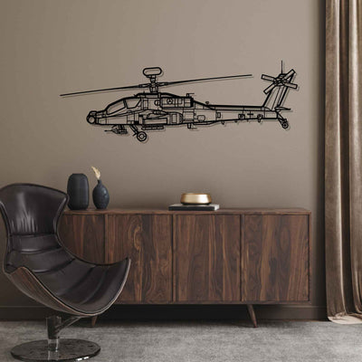 AH-64E Apache Silhouette Metal Wall Art