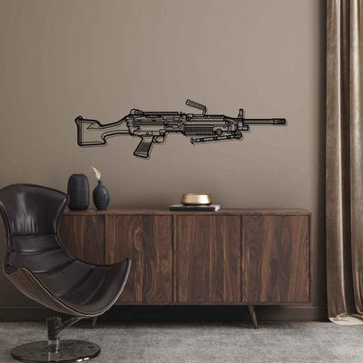 M249 SAW Silhouette Metal Wall Art