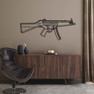 MP5A5 Silhouette Metal Wall Art