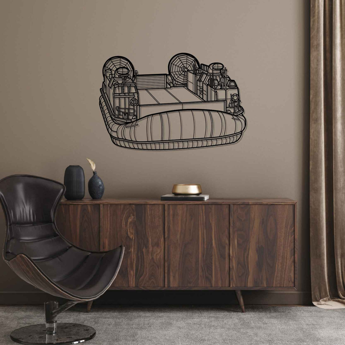 Landing Craft Air Cushion Angle Silhouette Metal Wall Art