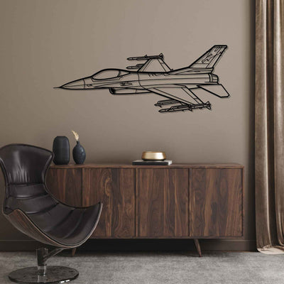 F-16C Fighting Falcon Angle Silhouette Metal Wall Art