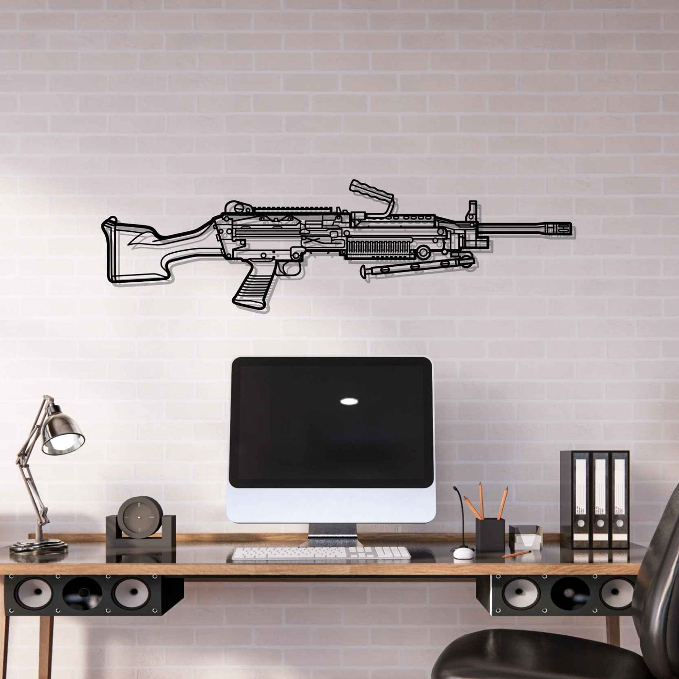 M249 SAW Silhouette Metal Wall Art