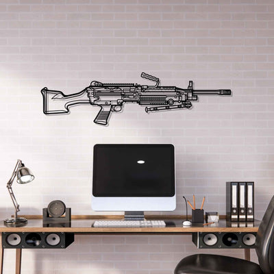 M249 SAW Silhouette Metal Wall Art