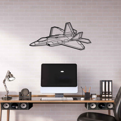 F-22 Raptor Angle Silhouette Metal Wall Art