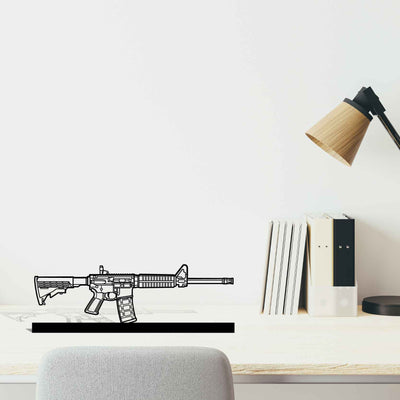 AR-556 Silhouette Metal Art Stand