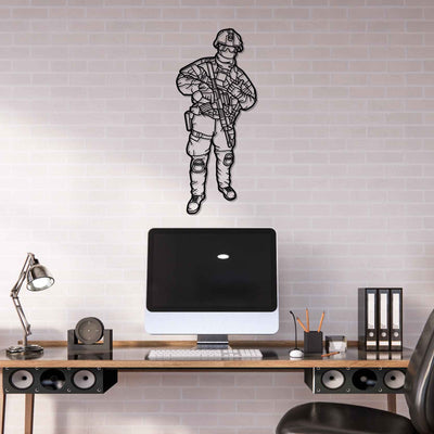 American Soldier Silhouette Metal Wall Art