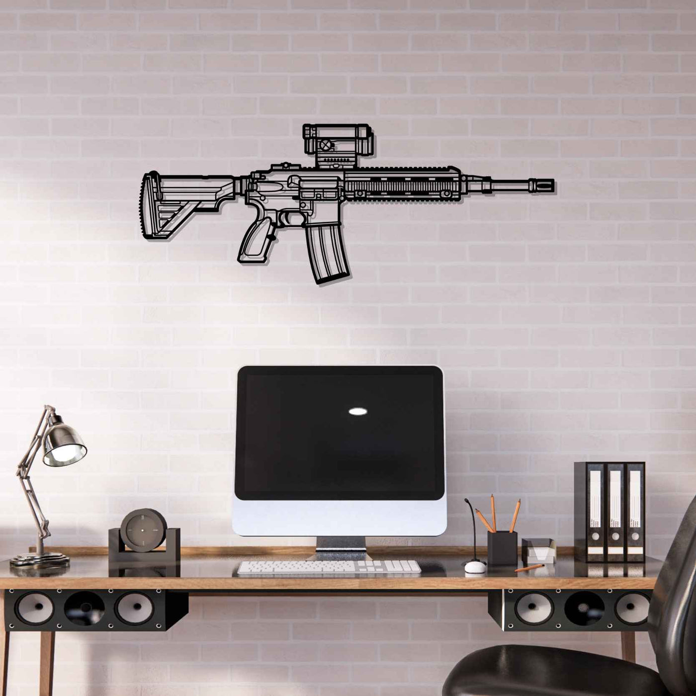 HK416 Silhouette Metal Wall Art