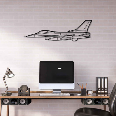 F16 Falcon Silhouette Metal Wall Art