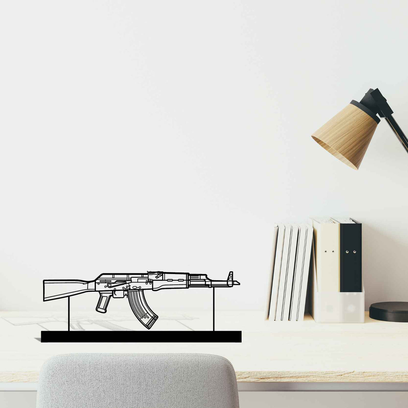 AK-47 Silhouette Metal Art Stand