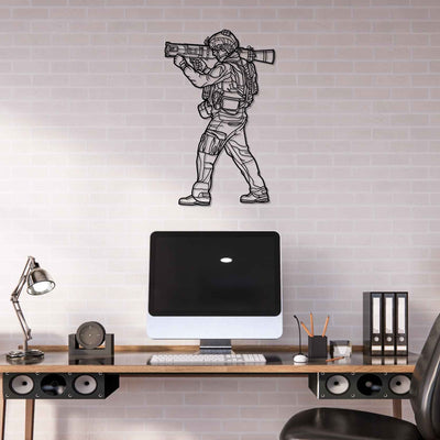 Ranger with a Rocket Launcher Silhouette Metal Wall Art