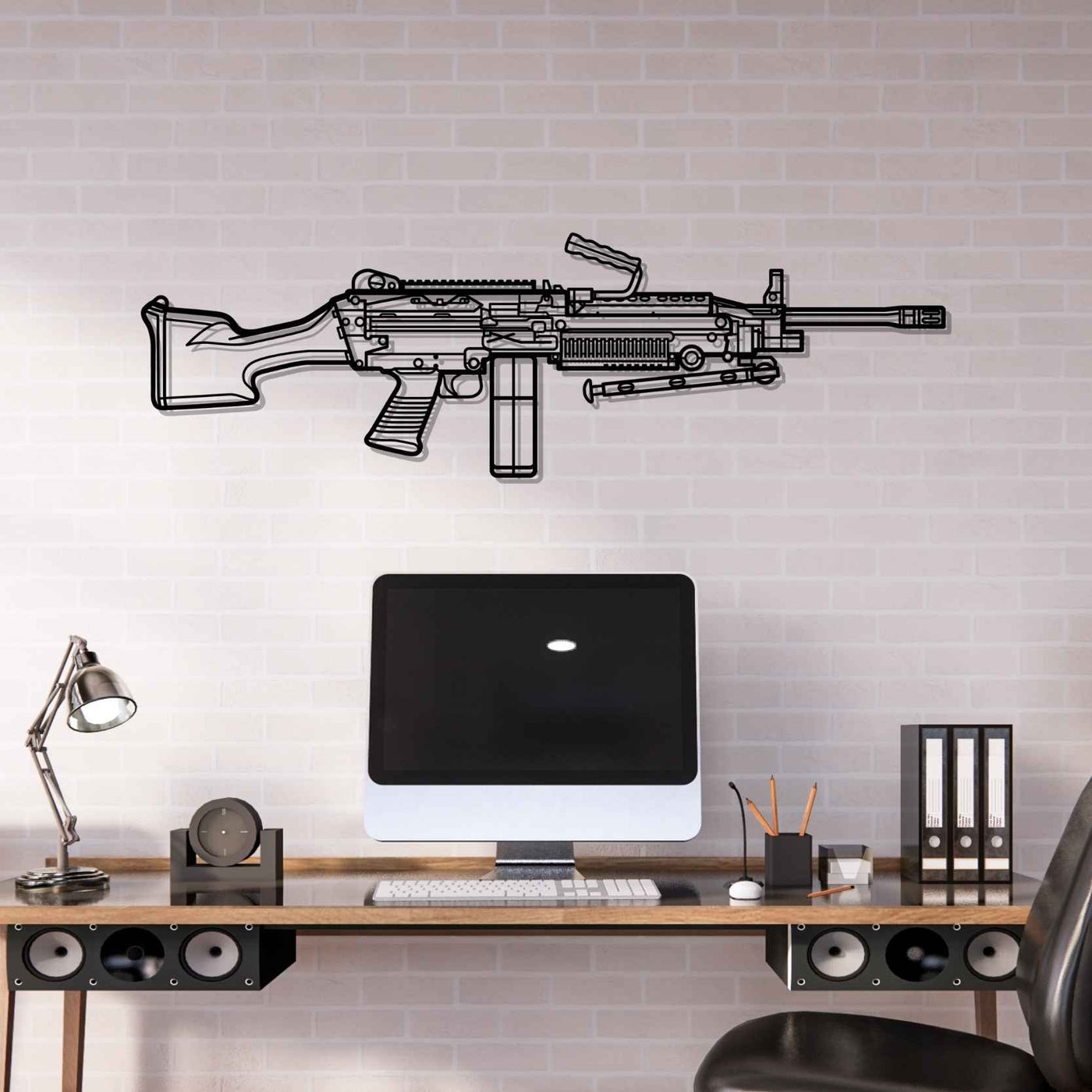 M249 SAW Belt Fed Mag Silhouette Metal Wall Art