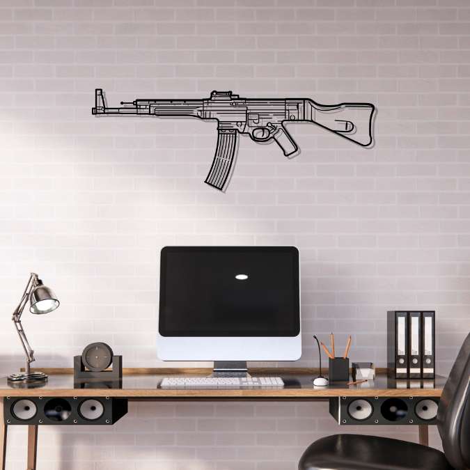 StG 44 Silhouette Metal Wall Art