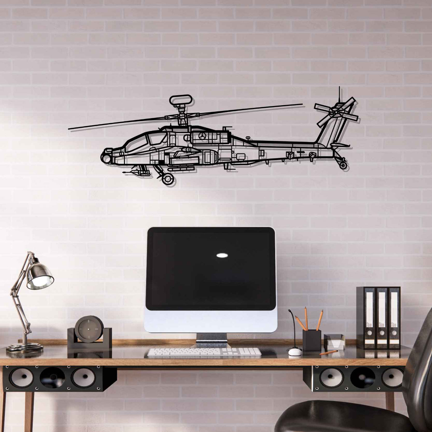 AH-64E Apache Silhouette Metal Wall Art