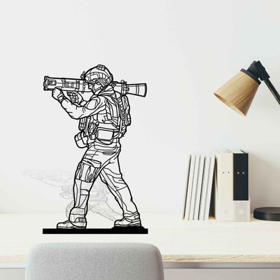 Ranger with a Rocket Launcher Metal Art Stand