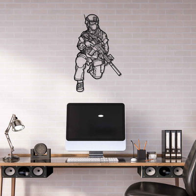 German Soldier With a G36 Silhouette Metal Wall Art