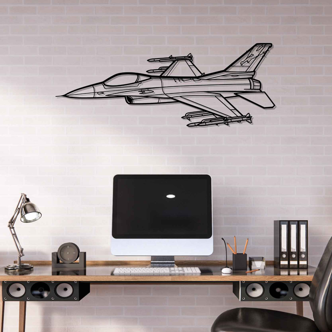 F-16C Fighting Falcon Angle Silhouette Metal Wall Art