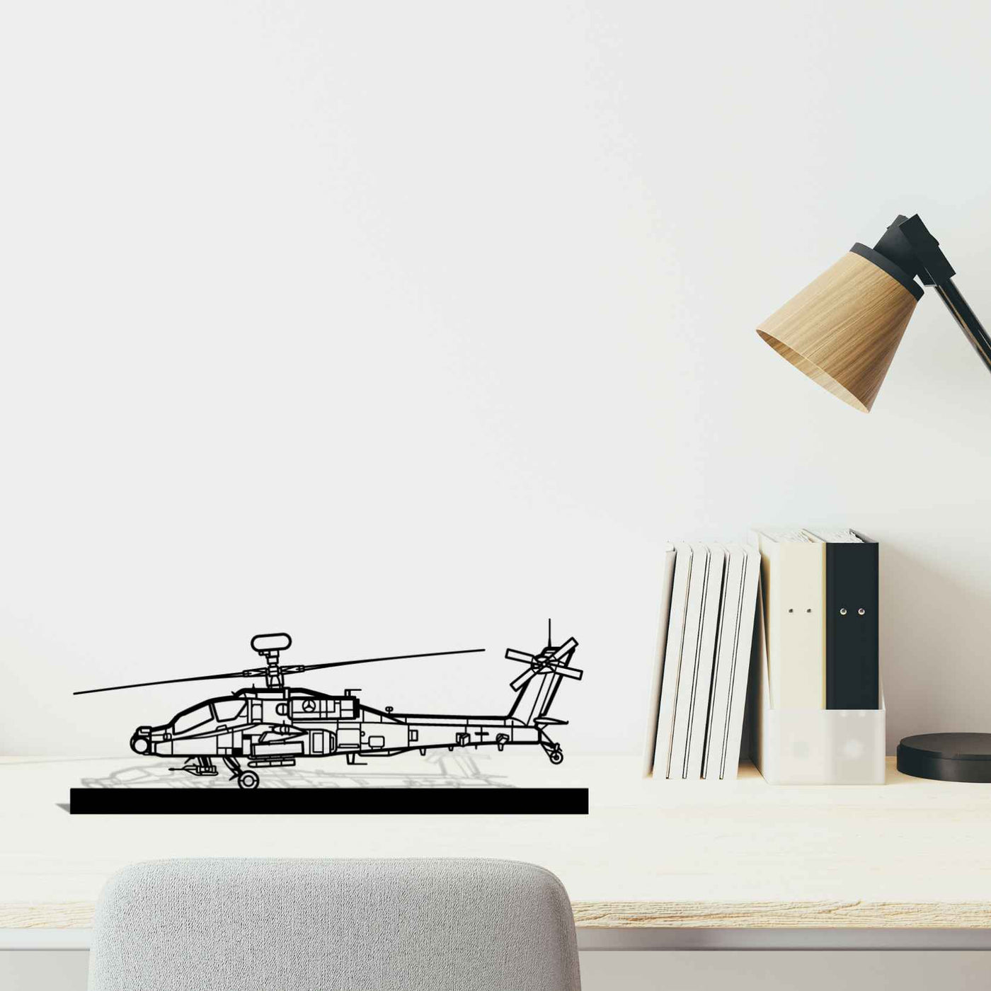 AH-64E Apache Silhouette Metal Art Stand