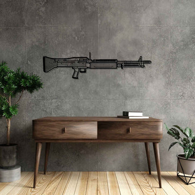 M60 Machine Gun Silhouette Metal Wall Art