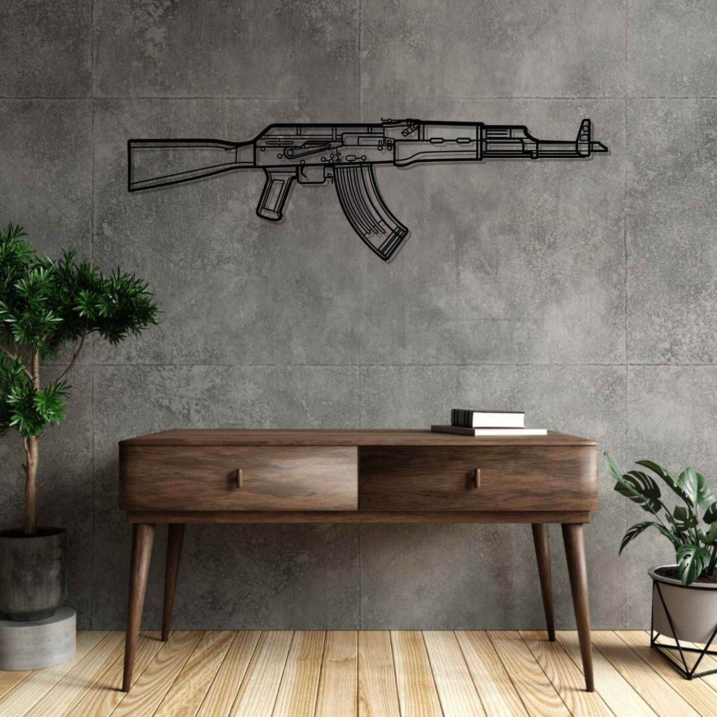 AK-47 Silhouette Metal Wall Art