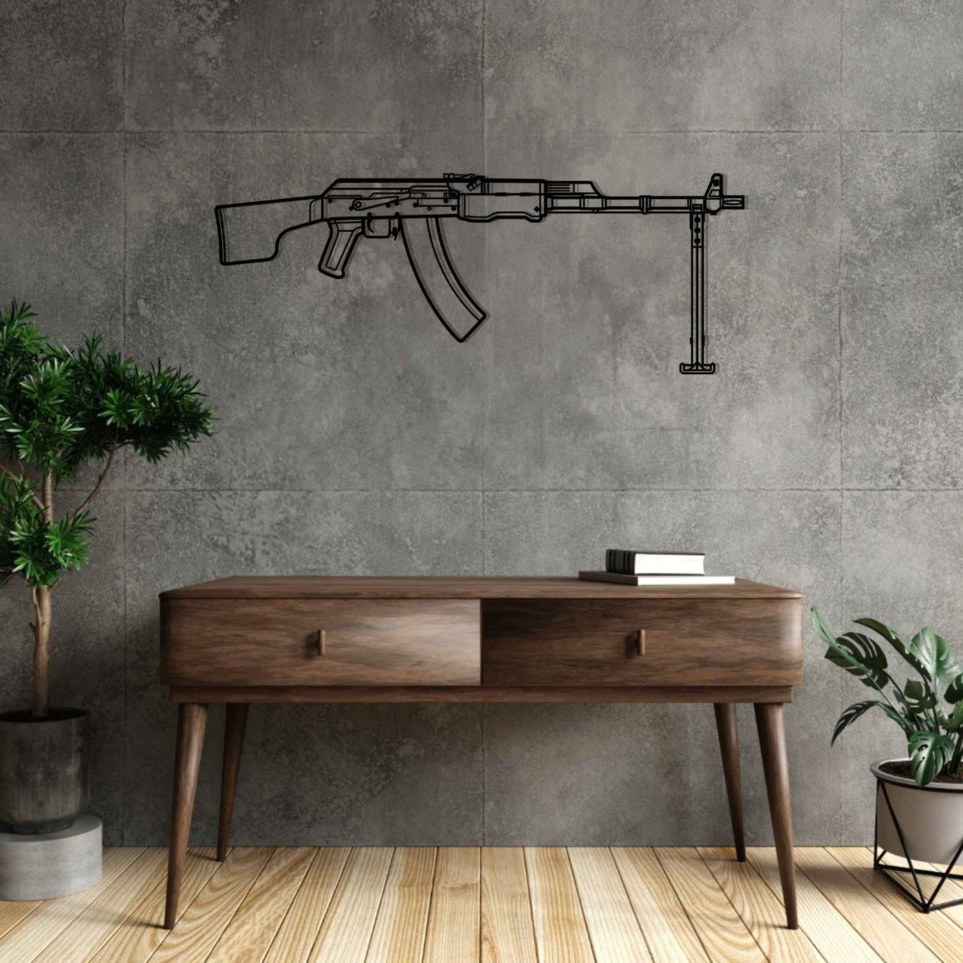 RPK-74 Silhouette Metal Wall Art