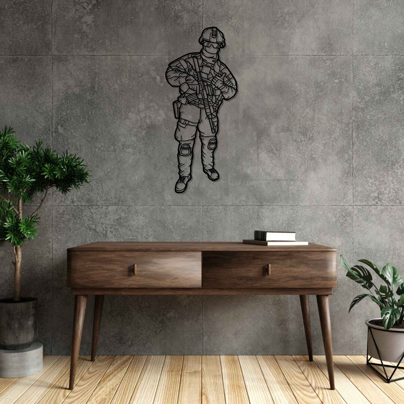 American Soldier Silhouette Metal Wall Art