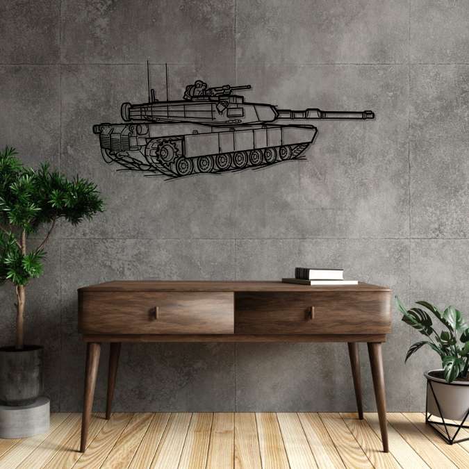 M1A1 Abrams Angle Silhouette Metal Wall Art