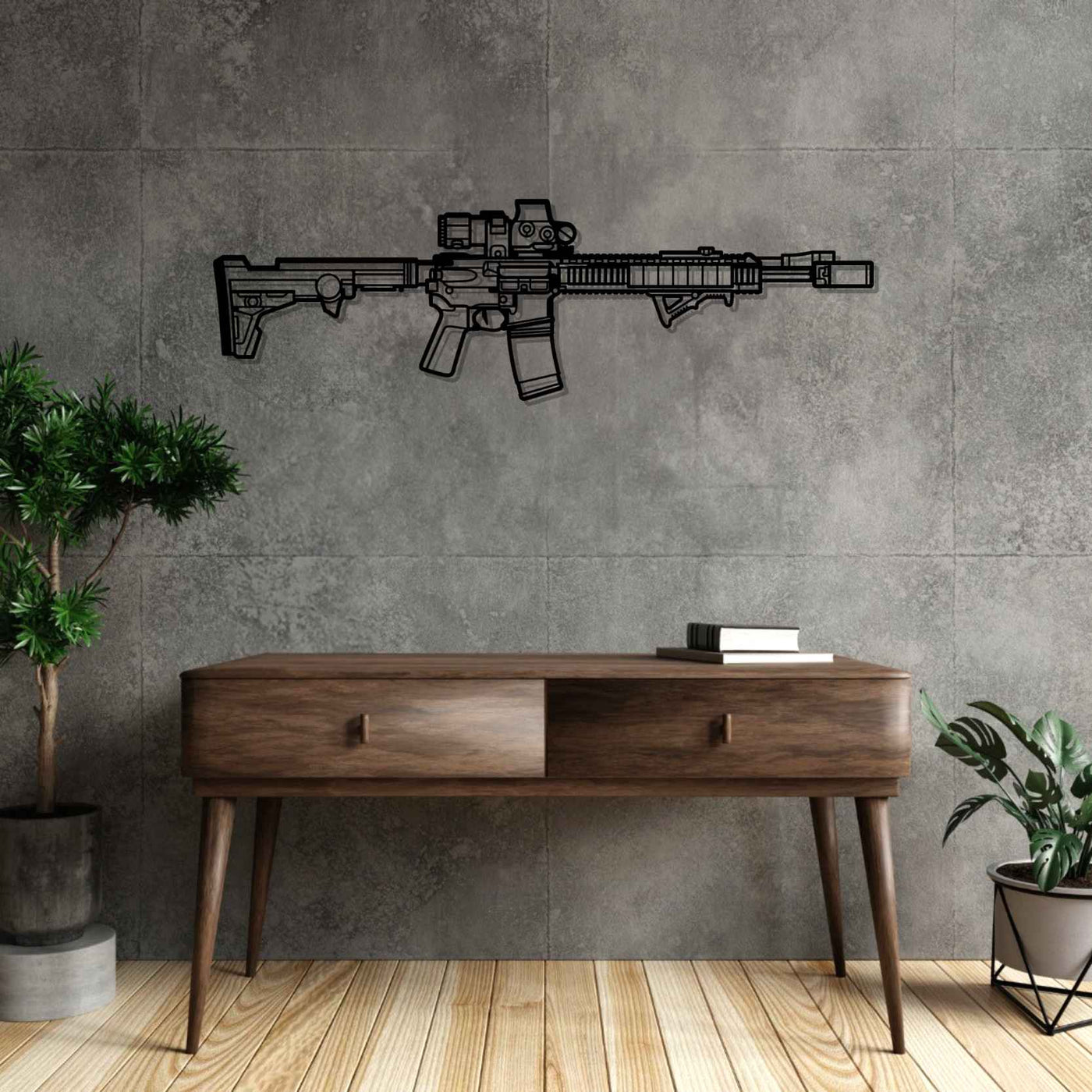 AR-15 5.56 Silhouette Metal Wall Art