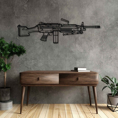 M249 SAW Belt Fed Mag Silhouette Metal Wall Art